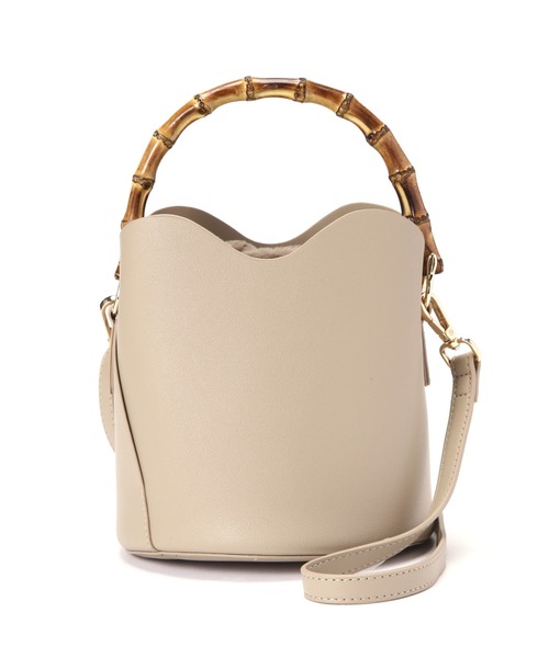 FREE'S MART（フリーズマート）の「◆ファー巾着バンブーバッグ（ショルダーバッグ・レディース・ホワイト/グレー/グリーン・ﾌﾘ-）」の16枚目の写真