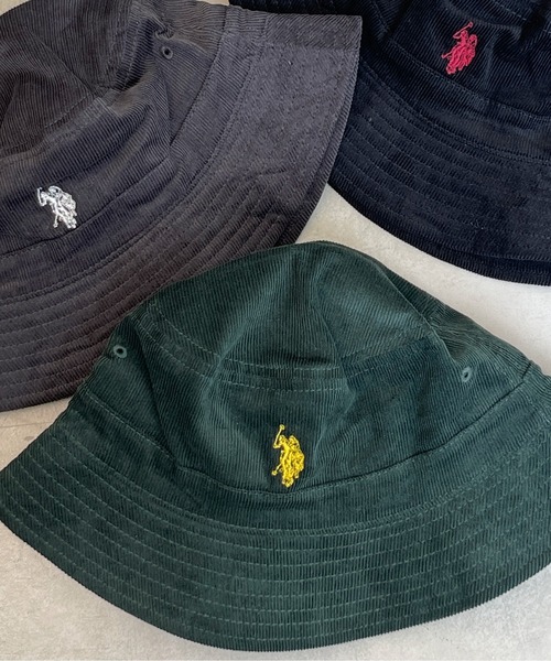 U.S. POLO ASSN バケットハット　コーデュロイ U.S. POLO ASSN. 帽子 ハット 1ポイント刺繍コーデュロイバケハ