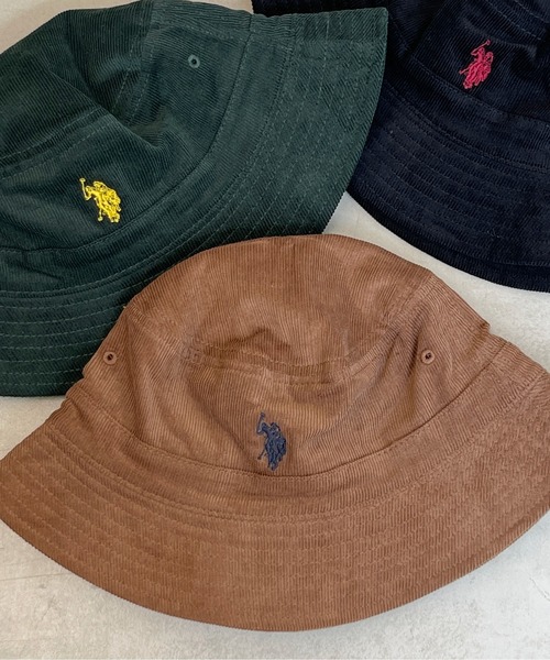 U.S. POLO ASSN.（ユーエスポロアッスン）の「1ポイント刺繍コーデュロイバケハ（ハット・メンズ・チャコールグレー/グリーン/キャメル/ブラック/アイボリー・FREE）」の6枚目の写真