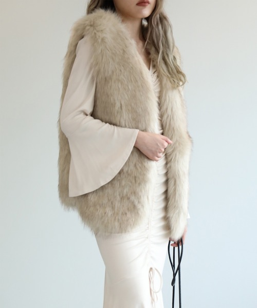 セール】【Jasmine】サラサラフェイクファーボリュームベスト（ベスト