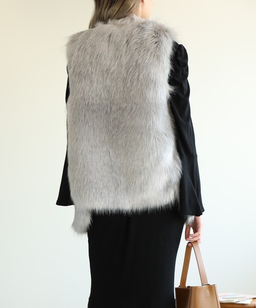 セール】【Jasmine】サラサラフェイクファーボリュームベスト（ベスト