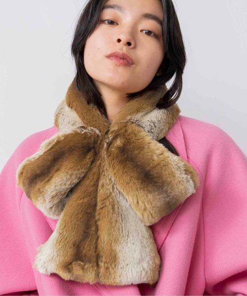 Casselini（キャセリーニ）の「Casselini(キャセリーニ)リボンティペット（マフラー・レディース・ブラック/ブラウン/アイボリー/アニマル/ピンク/グレー/レオパード・FREE）」の5枚目の写真