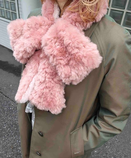 Casselini（キャセリーニ）の「Casselini(キャセリーニ)リボンティペット（マフラー・レディース・ブラック/ブラウン/アイボリー/アニマル/ピンク/グレー/レオパード・FREE）」の6枚目の写真