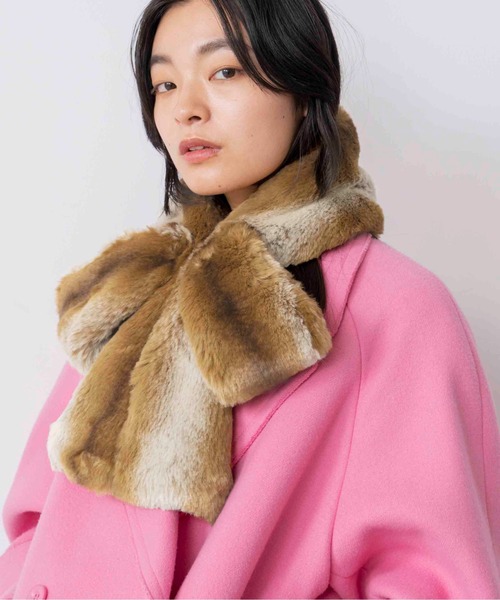 Casselini（キャセリーニ）の「Casselini(キャセリーニ)リボンティペット（マフラー・レディース・ブラック/ブラウン/アイボリー/アニマル/ピンク/グレー/レオパード・FREE）」の12枚目の写真