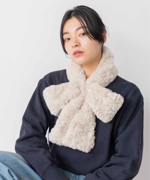 Casselini（キャセリーニ）の「Casselini(キャセリーニ)リボンティペット（マフラー・レディース・ブラック/ブラウン/アイボリー/アニマル/ピンク/グレー/レオパード・FREE）」の14枚目の写真