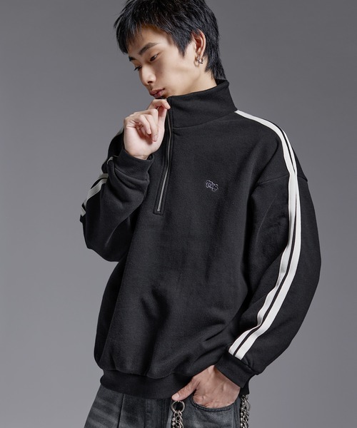 ルーズシルエットヘビーウェイトスウェットハーフジップ【UNISEX