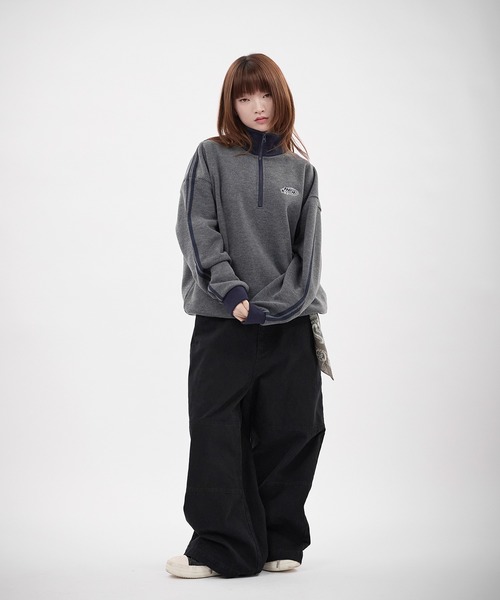 maru様　unfil コットンスウェット ハーフジッププルオーバー チチカカ（TITICACA） トレーナー スウェット スケッチ刺繍ハーフ