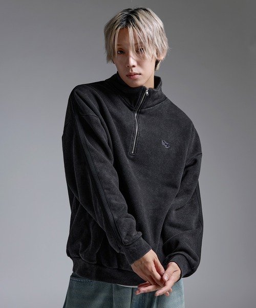 セール】ルーズシルエットヘビーウェイトスウェットハーフジップ