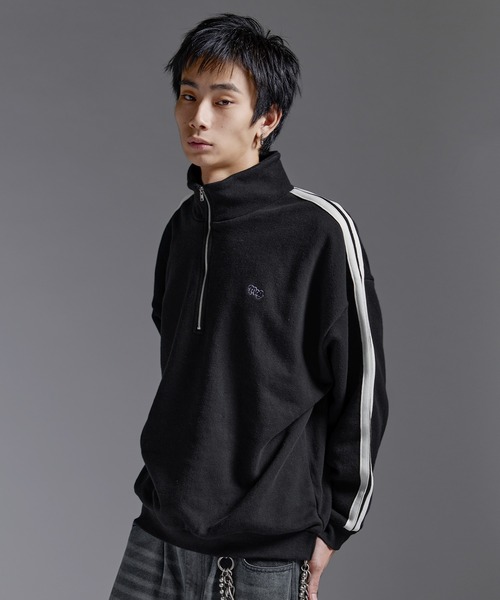 セール】ルーズシルエットヘビーウェイトスウェットハーフジップ