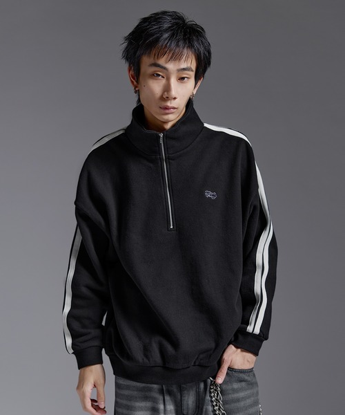 セール】ルーズシルエットヘビーウェイトスウェットハーフジップ