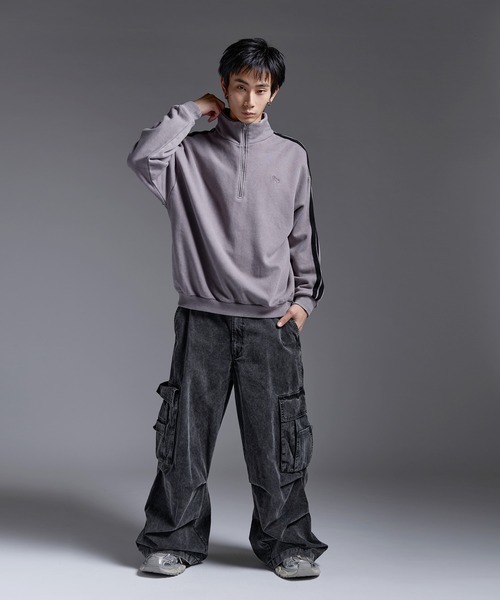 セール】ルーズシルエットヘビーウェイトスウェットハーフジップ