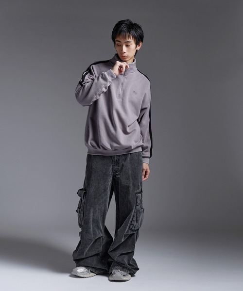 ルーズシルエットヘビーウェイトスウェットハーフジップ【UNISEX
