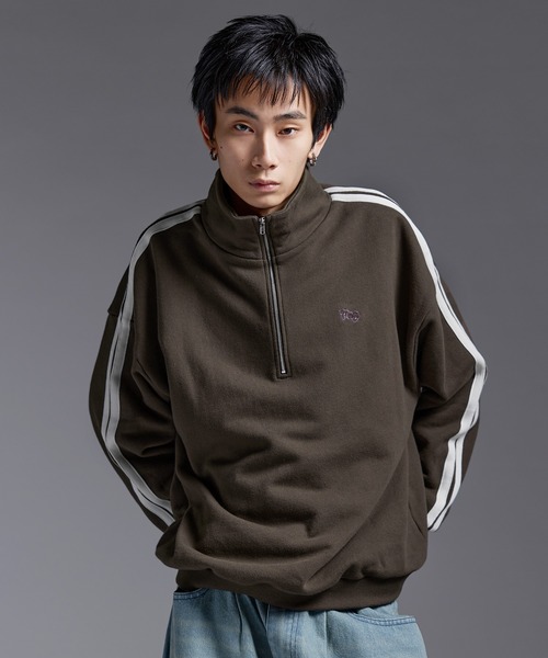 セール】ルーズシルエットヘビーウェイトスウェットハーフジップ