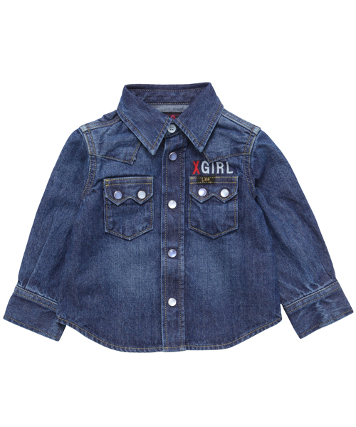 X-girl Stages（エックスガールステージス）の「XGS★×Lee RIDER SHIRT (4T～7T)（シャツ/ブラウス・キッズ・マルチ/ライトインディゴブルー・4T/5T/6T/7T）」の5枚目の写真