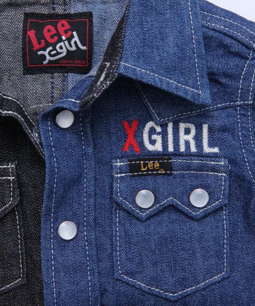 X-girl Stages（エックスガールステージス）の「XGS★×Lee RIDER SHIRT (4T～7T)（シャツ/ブラウス・キッズ・マルチ/ライトインディゴブルー・4T/5T/6T/7T）」の3枚目の写真