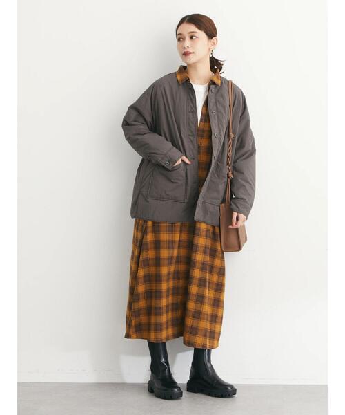 Green　Parks（グリーンパークス）の「シャツ薄中綿ブルゾン＊（ブルゾン・レディース・ブラック/アイボリー/チャコールグレー・FREE）」の18枚目の写真