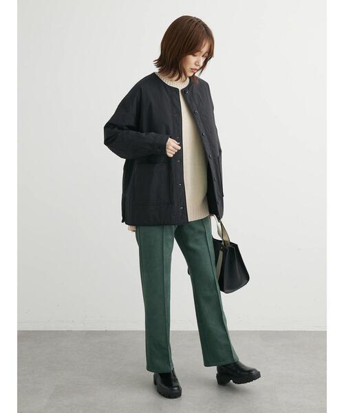 Green　Parks（グリーンパークス）の「シャツ薄中綿ブルゾン＊（ブルゾン・レディース・ブラック/アイボリー/チャコールグレー・FREE）」の16枚目の写真