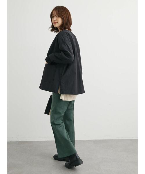 Green　Parks（グリーンパークス）の「シャツ薄中綿ブルゾン＊（ブルゾン・レディース・ブラック/アイボリー/チャコールグレー・FREE）」の7枚目の写真