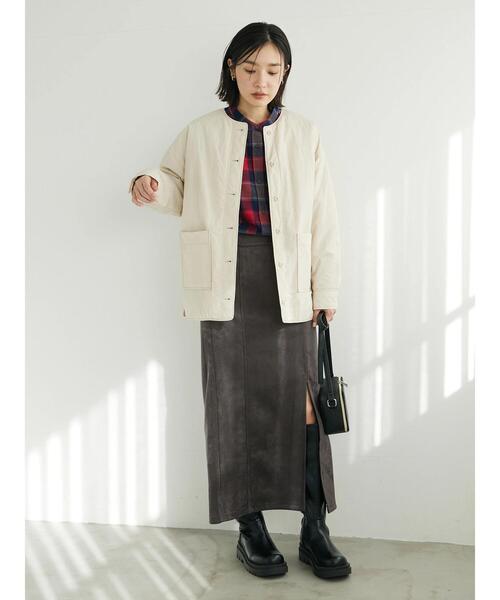 Green　Parks（グリーンパークス）の「シャツ薄中綿ブルゾン＊（ブルゾン・レディース・ブラック/アイボリー/チャコールグレー・FREE）」の5枚目の写真