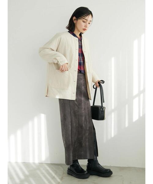 Green　Parks（グリーンパークス）の「シャツ薄中綿ブルゾン＊（ブルゾン・レディース・ブラック/アイボリー/チャコールグレー・FREE）」の20枚目の写真