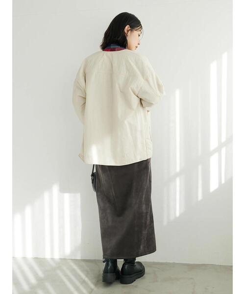 Green　Parks（グリーンパークス）の「シャツ薄中綿ブルゾン＊（ブルゾン・レディース・ブラック/アイボリー/チャコールグレー・FREE）」の17枚目の写真