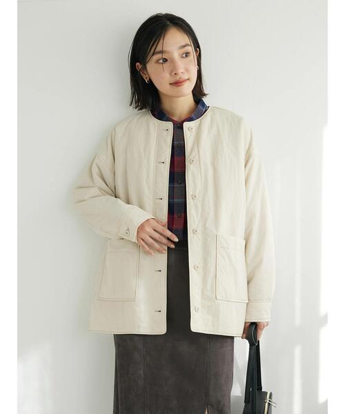 Green　Parks（グリーンパークス）の「シャツ薄中綿ブルゾン＊（ブルゾン・レディース・ブラック/アイボリー/チャコールグレー・FREE）」の8枚目の写真
