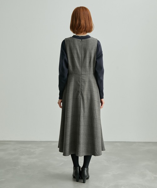 ROPE' PICNIC（ロペピクニック）の「フレアチェックジャンパースカート（ジャンパースカート・レディース・ダークブラウン/グレー・38/36）」の4枚目の写真