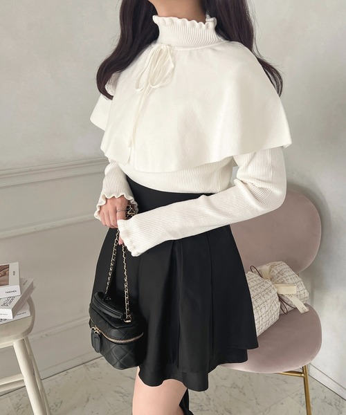 apres jour(アプレジュール)の「ケープ襟+ハイネックリブニットトップス【ZOZOTOWN限定アイテム】(ニット/セーター・レディース・ブルー系その他/オフホワイト/ピンク/グレイッシュベージュ・フリー/X-LARGE)」の10枚目の写真