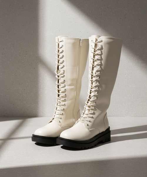 【セール】LibertyDoll 厚底ボリュームソールロングレースアップブーツ（ブーツ）｜LibertyDoll（リバティードール）