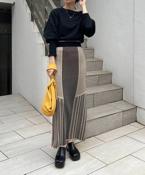 CAPRICIEUX LE'MAGE（カプリシューレマージュ）の「シャーリングパフプルオーバー（Tシャツ/カットソー・レディース・ブラック/グリーン系その他/ホワイト・FREE）」の8枚目の写真