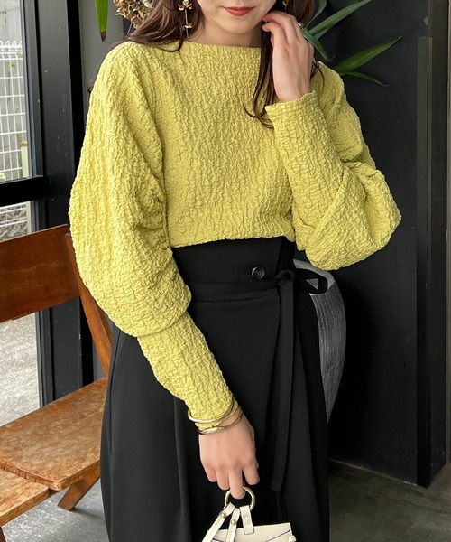 CAPRICIEUX LE'MAGE（カプリシューレマージュ）の「シャーリングパフプルオーバー（Tシャツ/カットソー・レディース・ブラック/グリーン系その他/ホワイト・FREE）」の13枚目の写真