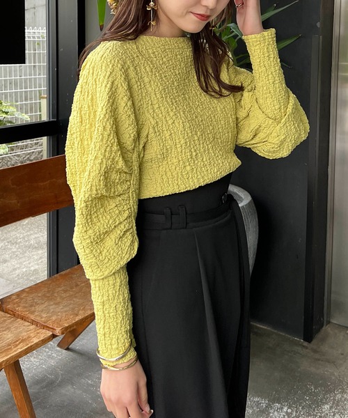 CAPRICIEUX LE'MAGE（カプリシューレマージュ）の「シャーリングパフプルオーバー（Tシャツ/カットソー・レディース・ブラック/グリーン系その他/ホワイト・FREE）」の14枚目の写真