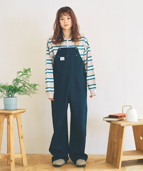 nemne store（ネンネストア）の「【低身長用サイズあり】ぽてとかっぷる かりん・ckarryコラボ／配色ベルトオーバーオール（サロペット/オーバーオール・レディース・ベージュ/ネイビー・SMALL/MEDIUM）」の19枚目の写真