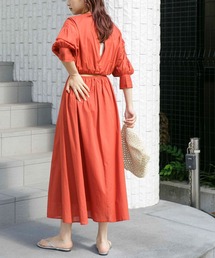 KBF | BACKオープンボリュームスリーブワンピース(ワンピース)