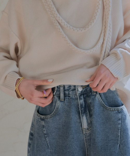 manana suerte（マニャーナスエルテ）の「サイズ展開あり　カーブシルエットルーズデニムパンツ（デニムパンツ・レディース・ブルー・MEDIUM/LARGE）」の12枚目の写真