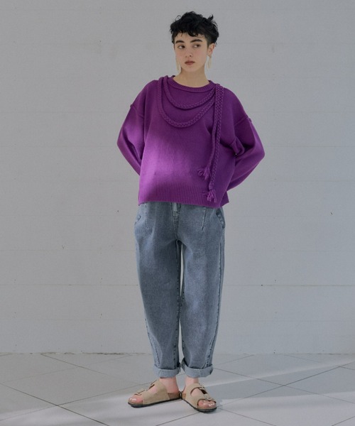 manana suerte（マニャーナスエルテ）の「サイズ展開あり　カーブシルエットルーズデニムパンツ（デニムパンツ・レディース・ブルー・MEDIUM/LARGE）」の15枚目の写真