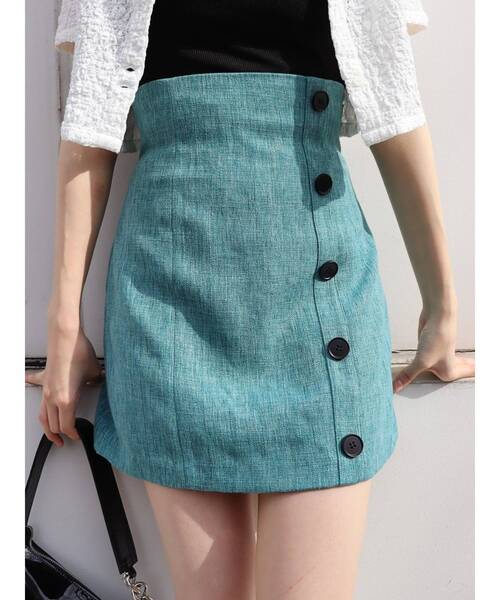 EVRIS（エヴリス）の「ツイードミニスカート【セットアップ着用可能】（スカート・レディース・グリーン/アイボリー/ブルー・MEDIUM/SMALL）」の21枚目の写真