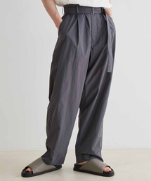 【小松マテーレ】ナイロンタスラン パッカブル ベルテッド ワイド ストレート パンツ / 撥水