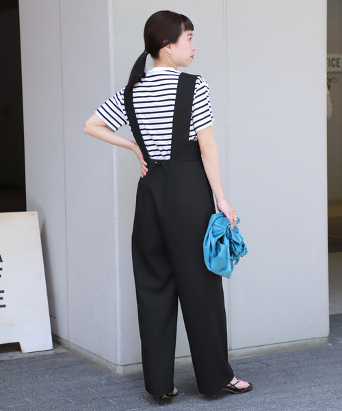 VERMEIL par iena（ヴェルメイユパーイエナ）の「《追加》高密度ツイルサロペット（サロペット/オーバーオール・レディース・ブラック・36/38）」の4枚目の写真