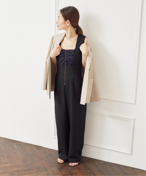 VERMEIL par iena 高密度ツイルサロペット 黒 追加》高密度ツイルサロペット（サロペット/オーバーオール）｜VERMEIL