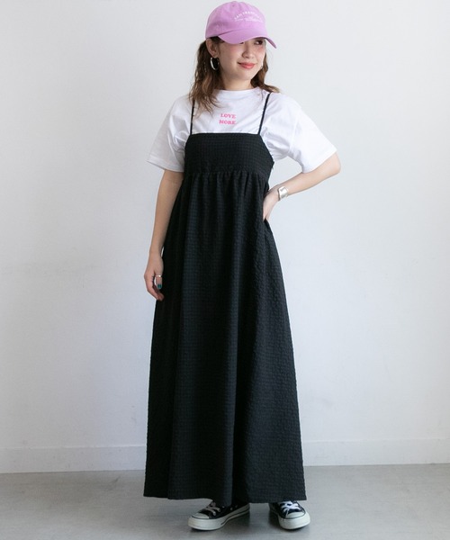 PICHI（ピイチ）の「バックデザインチェックキャミワンピース（ワンピース・レディース・ブラック/グリーン・FREE）」の3枚目の写真