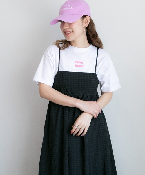 PICHI（ピイチ）の「バックデザインチェックキャミワンピース（ワンピース・レディース・ブラック/グリーン・FREE）」の4枚目の写真