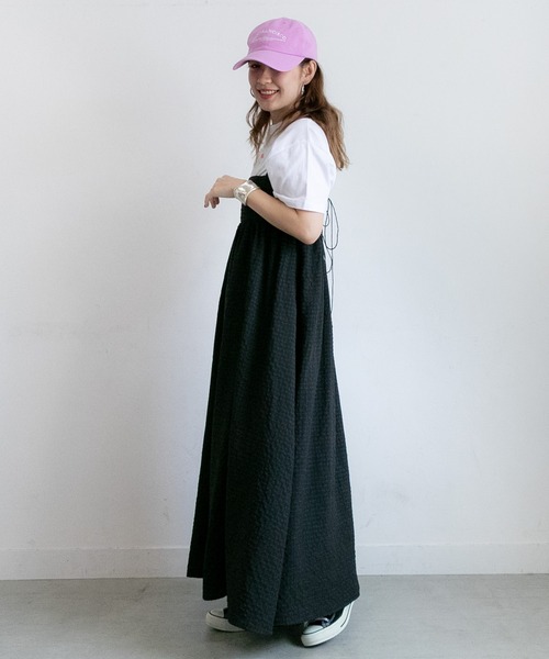 PICHI（ピイチ）の「バックデザインチェックキャミワンピース（ワンピース・レディース・ブラック/グリーン・FREE）」の7枚目の写真