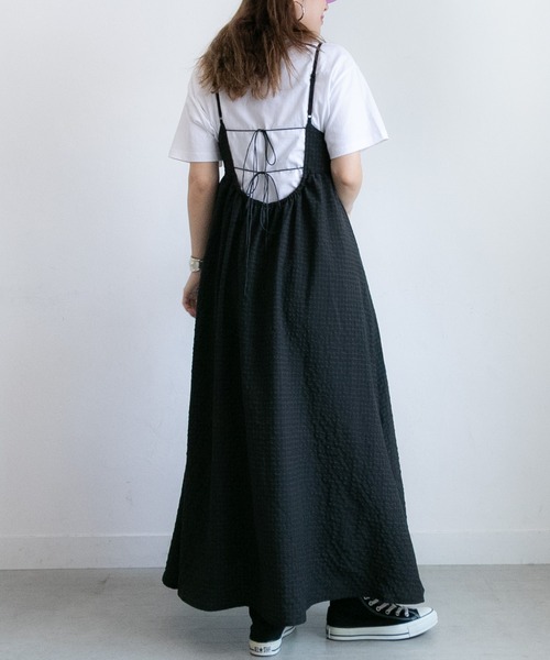 PICHI（ピイチ）の「バックデザインチェックキャミワンピース（ワンピース・レディース・ブラック/グリーン・FREE）」の9枚目の写真