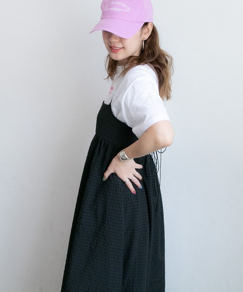 PICHI（ピイチ）の「バックデザインチェックキャミワンピース（ワンピース・レディース・ブラック/グリーン・FREE）」の10枚目の写真