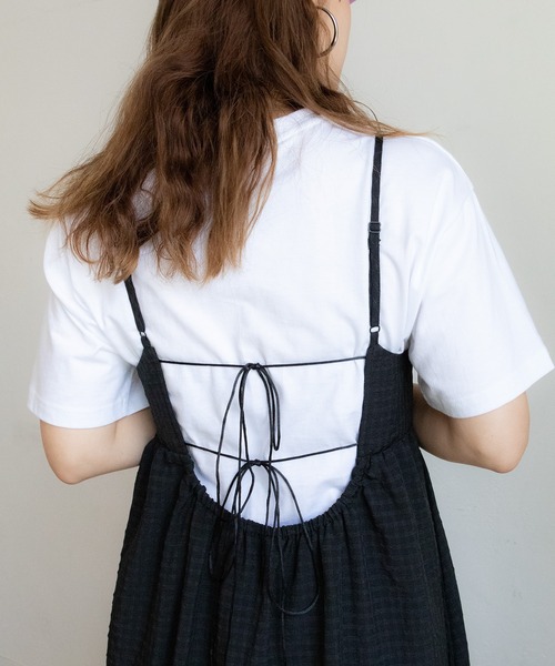 PICHI（ピイチ）の「バックデザインチェックキャミワンピース（ワンピース・レディース・ブラック/グリーン・FREE）」の12枚目の写真