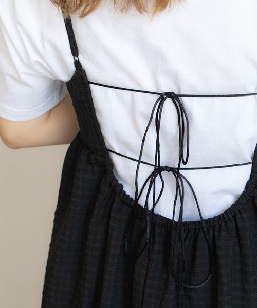 PICHI（ピイチ）の「バックデザインチェックキャミワンピース（ワンピース・レディース・ブラック/グリーン・FREE）」の13枚目の写真