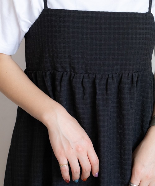 PICHI（ピイチ）の「バックデザインチェックキャミワンピース（ワンピース・レディース・ブラック/グリーン・FREE）」の14枚目の写真