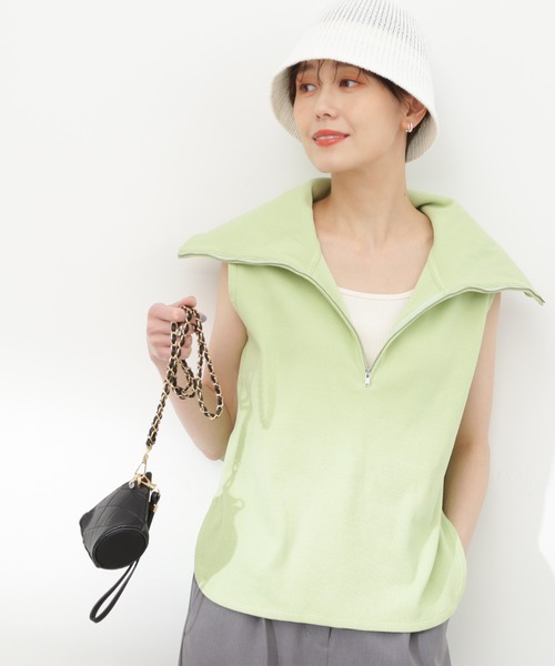 N.(N. Natural Beauty Basic)(エヌエヌナチュラルビューティーベーシック)の「◆ハーフZIPカットソー(Tシャツ/カットソー・レディース・ブラック/ライトグリーン/オフホワイト・MEDIUM)」の18枚目の写真