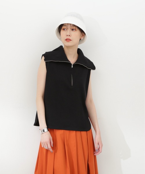 N.(N. Natural Beauty Basic)(エヌエヌナチュラルビューティーベーシック)の「◆ハーフZIPカットソー(Tシャツ/カットソー・レディース・ブラック/ライトグリーン/オフホワイト・MEDIUM)」の5枚目の写真